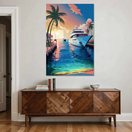Fort Lauderdale Yacht Harbor - Canvas Wall Art - Coffee Table - 40x60