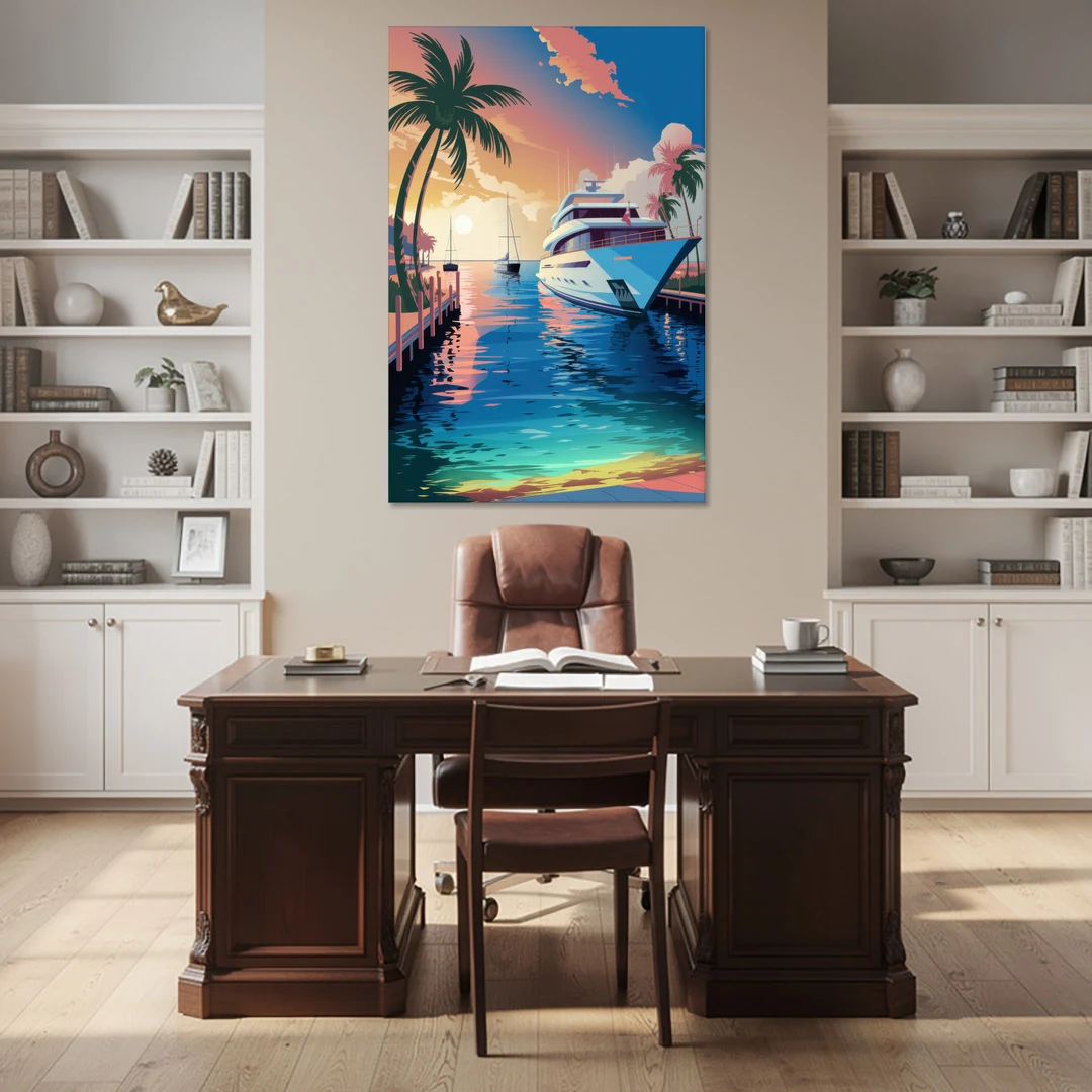 Fort Lauderdale Yacht Harbor - Canvas Wall Art - Office - 40x60
