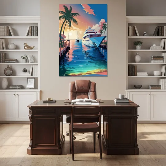 Fort Lauderdale Yacht Harbor - Canvas Wall Art - Office - 40x60