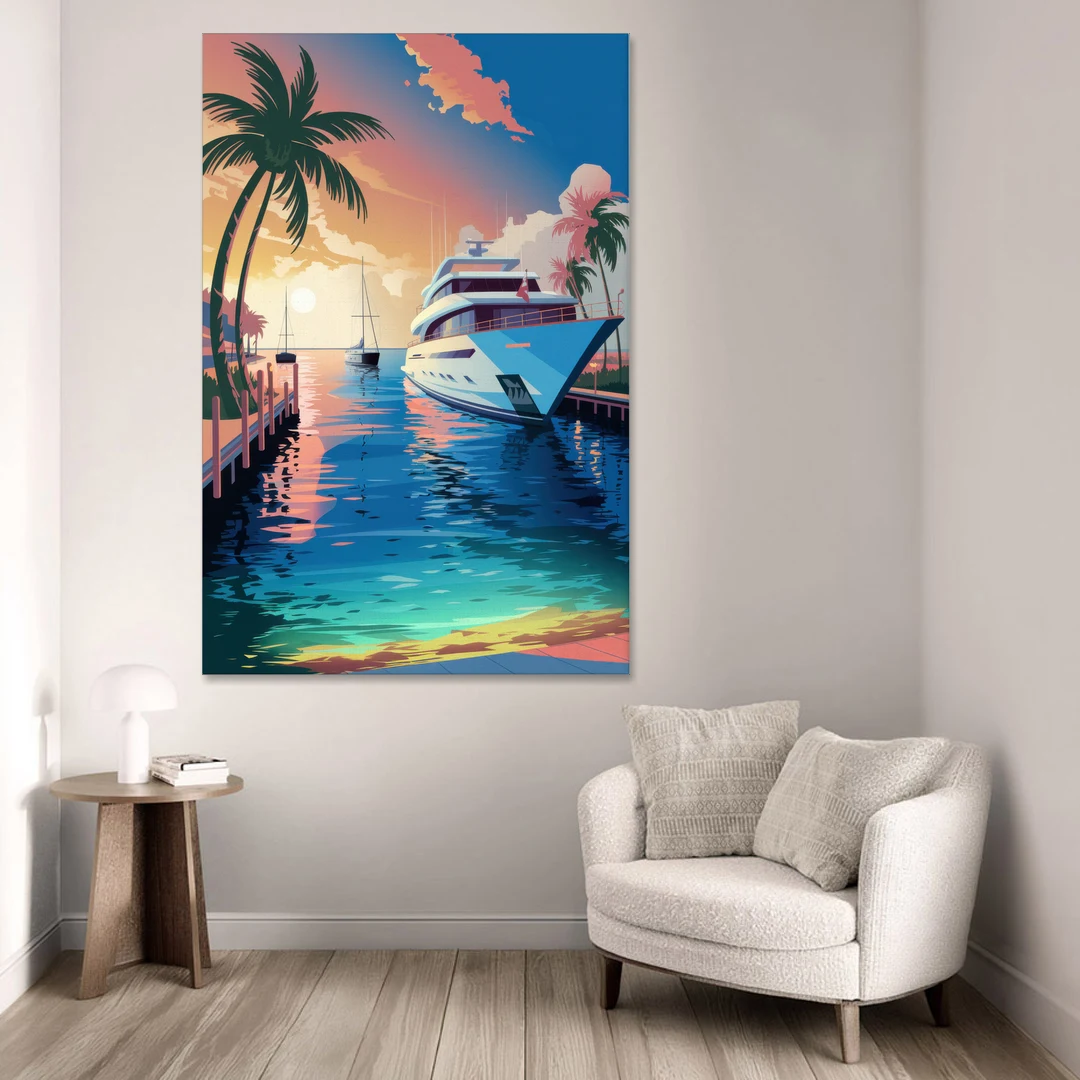 Fort Lauderdale Yacht Harbor - Canvas Wall Art - Sofa - 40x60
