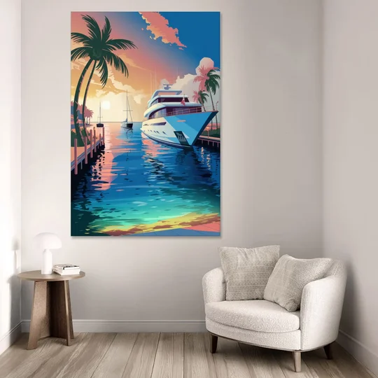 Fort Lauderdale Yacht Harbor - Canvas Wall Art - Sofa - 40x60