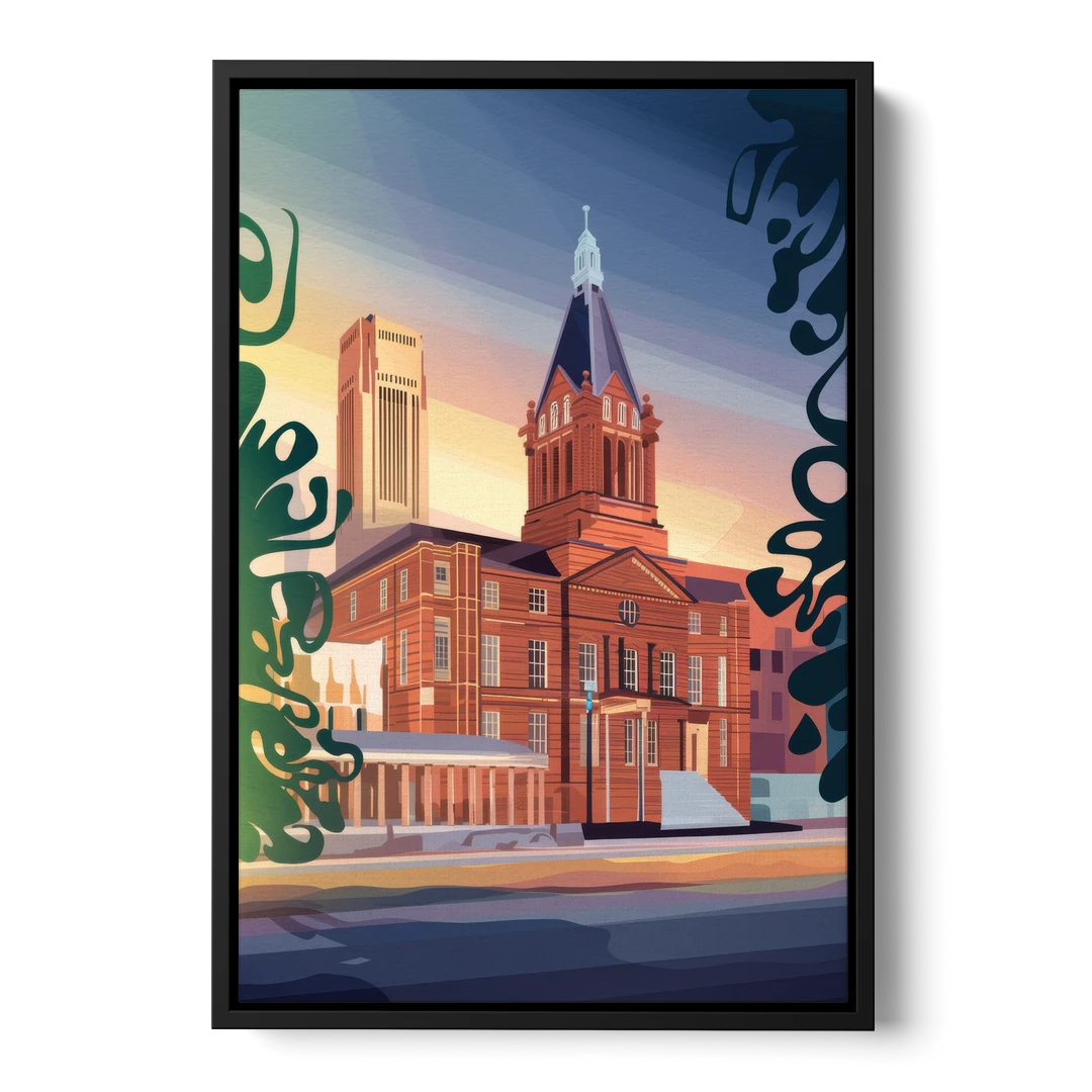 Fort Wayne Historic Landmarks - Black Framed Canvas Wall Art - Front