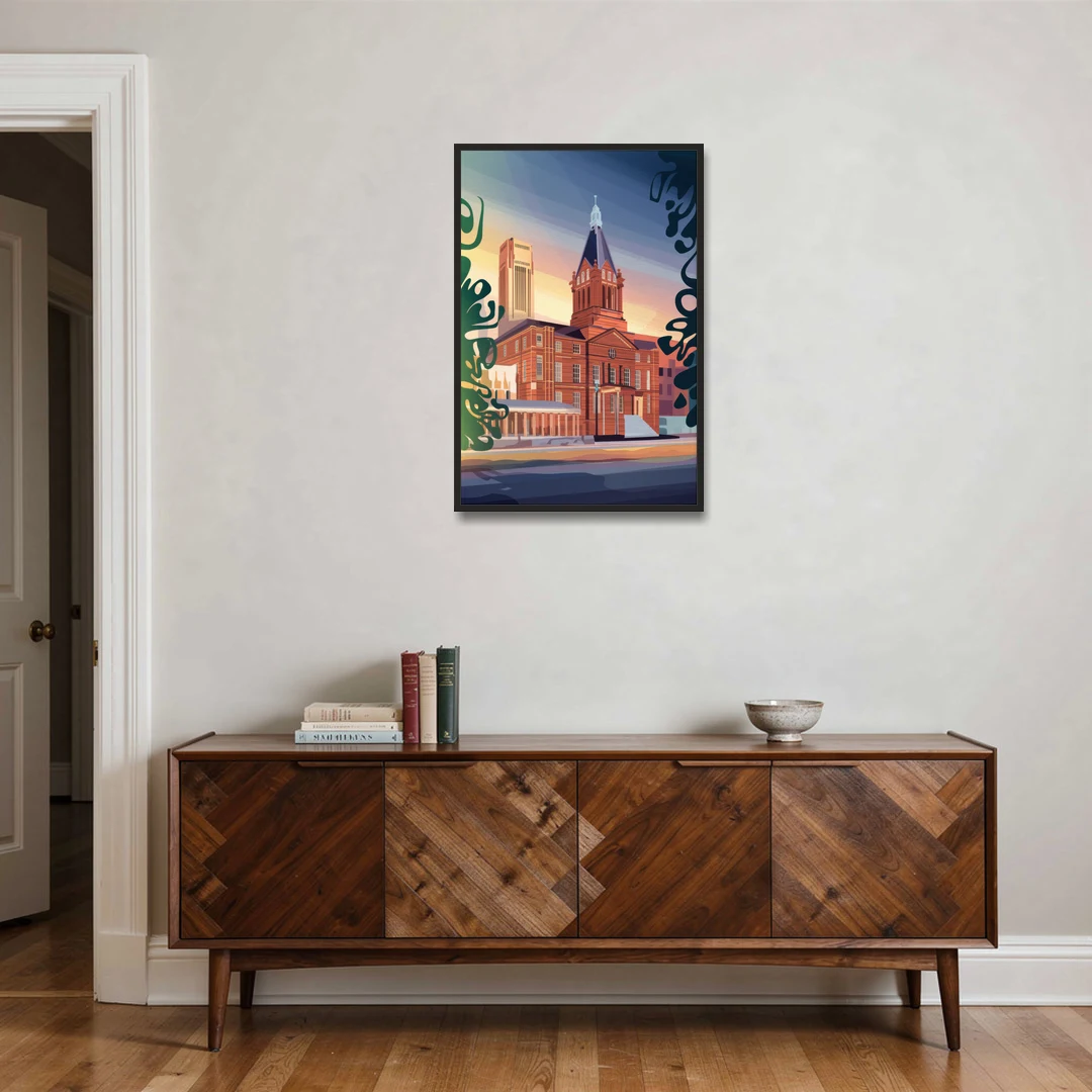 Fort Wayne Historic Landmarks - Black Framed Canvas Wall Art - Coffee Table - 24x36