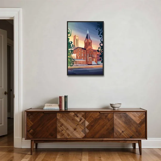 Fort Wayne Historic Landmarks - Black Framed Canvas Wall Art - Coffee Table - 24x36