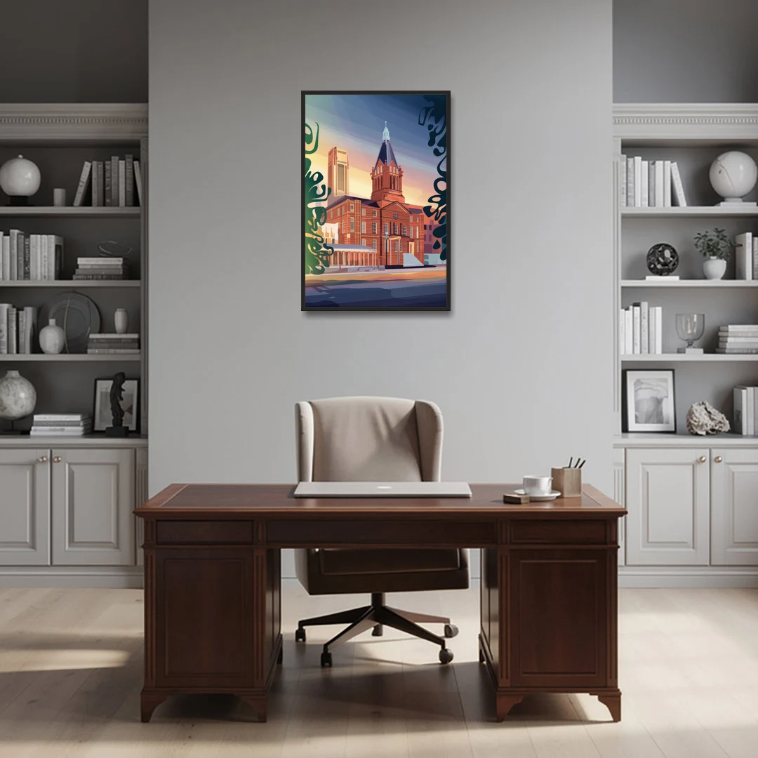 Fort Wayne Historic Landmarks - Black Framed Canvas Wall Art - Office - 24x36