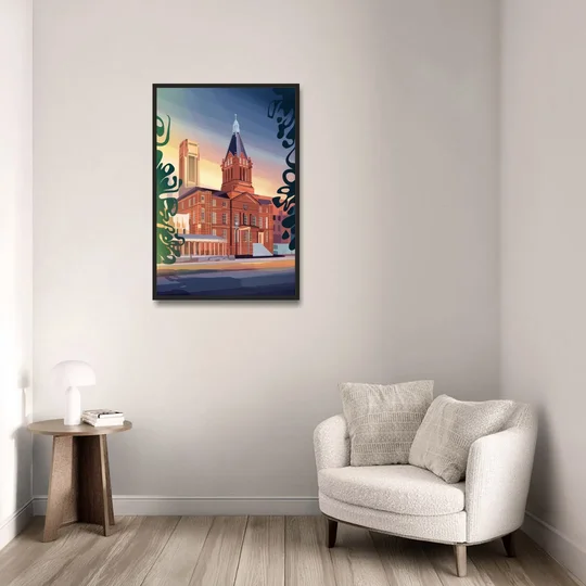 Fort Wayne Historic Landmarks - Black Framed Canvas Wall Art - Sofa - 24x36
