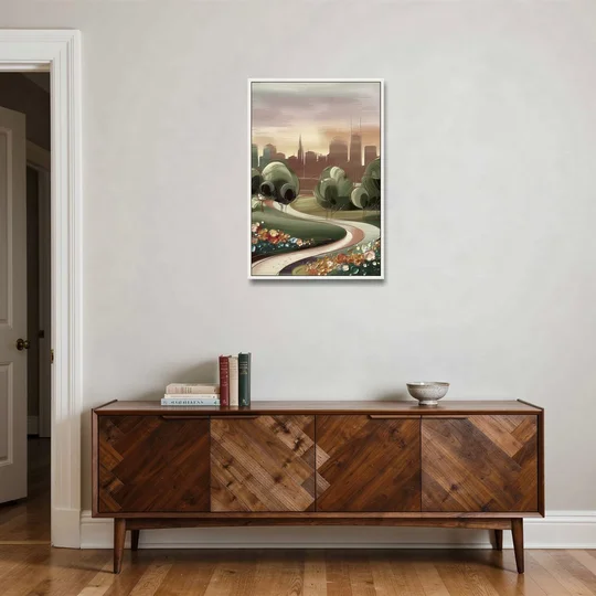 Fort Wayne Park Views - White Framed Canvas Wall Art - Coffee Table - 24x36