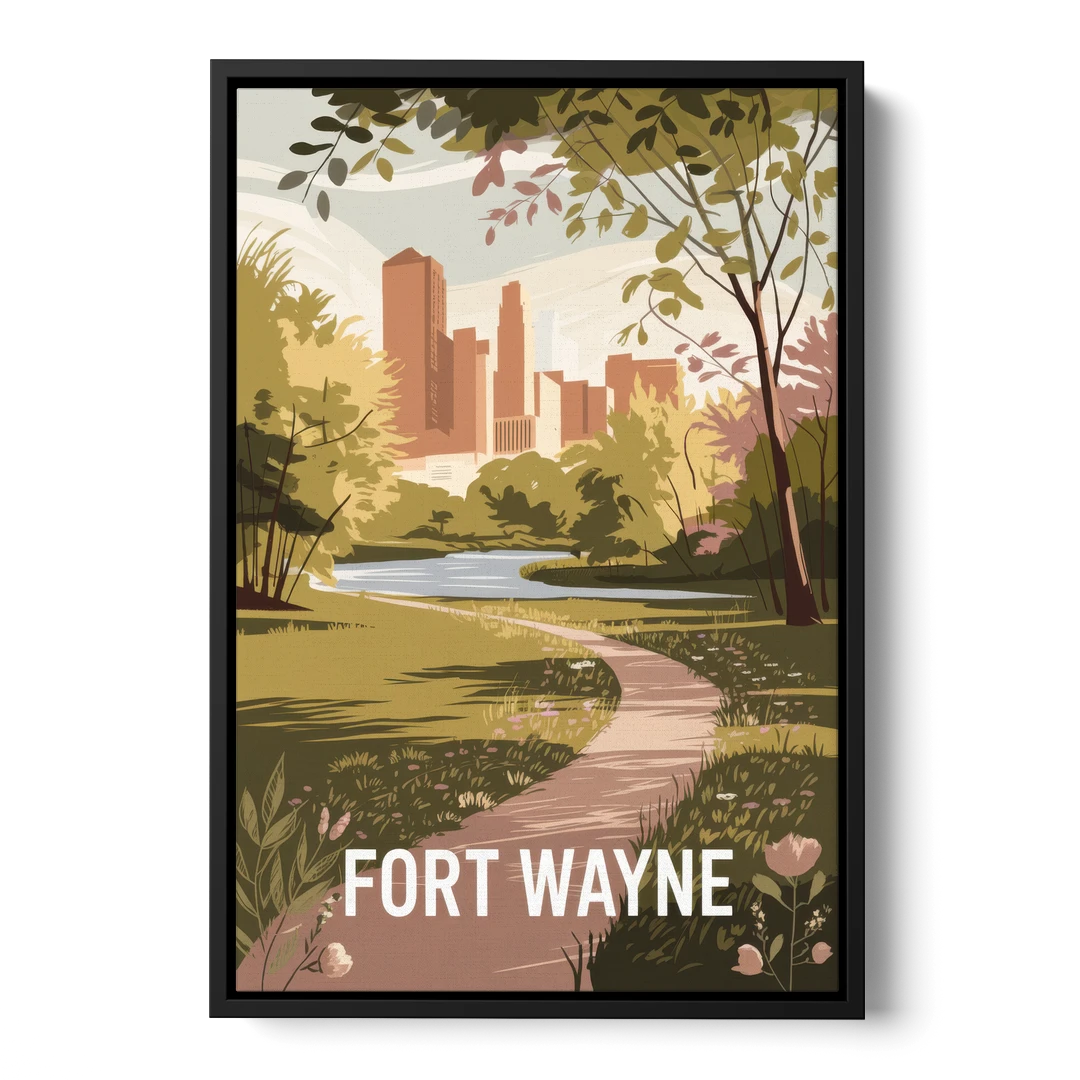 Fort Wayne Scenic Trails - Black Framed Canvas Wall Art - Front