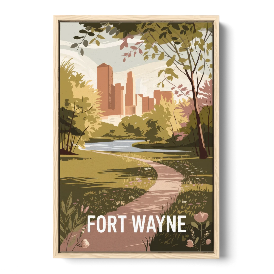 Fort Wayne Scenic Trails - Oak Framed Canvas Wall Art - Front