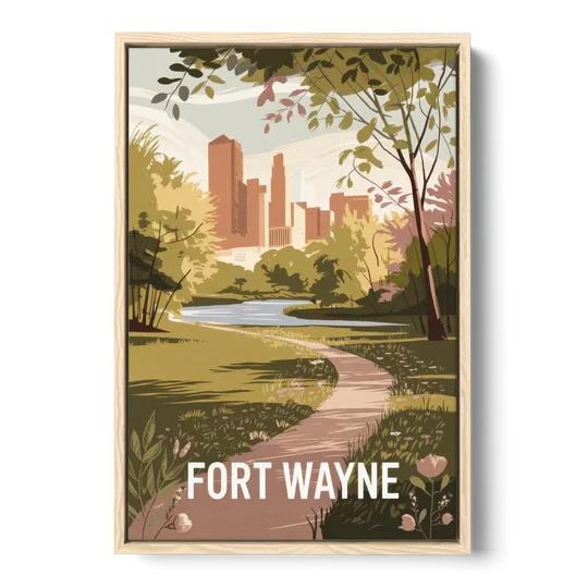 Fort Wayne Scenic Trails - Oak Framed Canvas Wall Art - Front