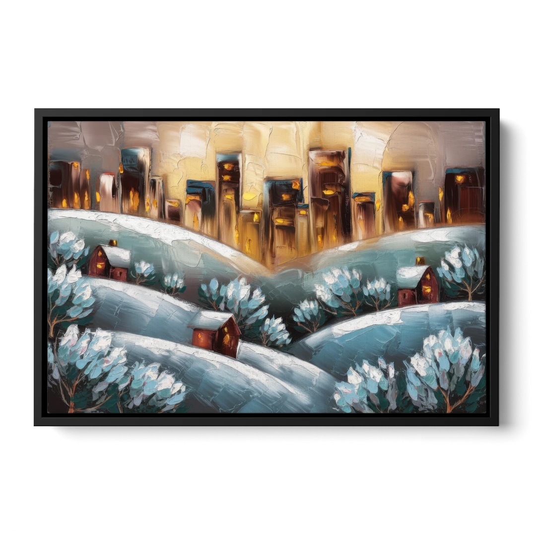 Fort Wayne Winter Wonderland - Black Framed Canvas Wall Art - Front