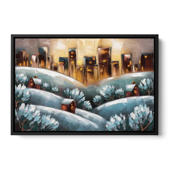 Fort Wayne Winter Wonderland - Black Framed Canvas Wall Art - Front