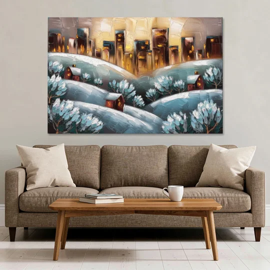 Fort Wayne Winter Wonderland - Canvas Wall Art - Sofa - 60x40