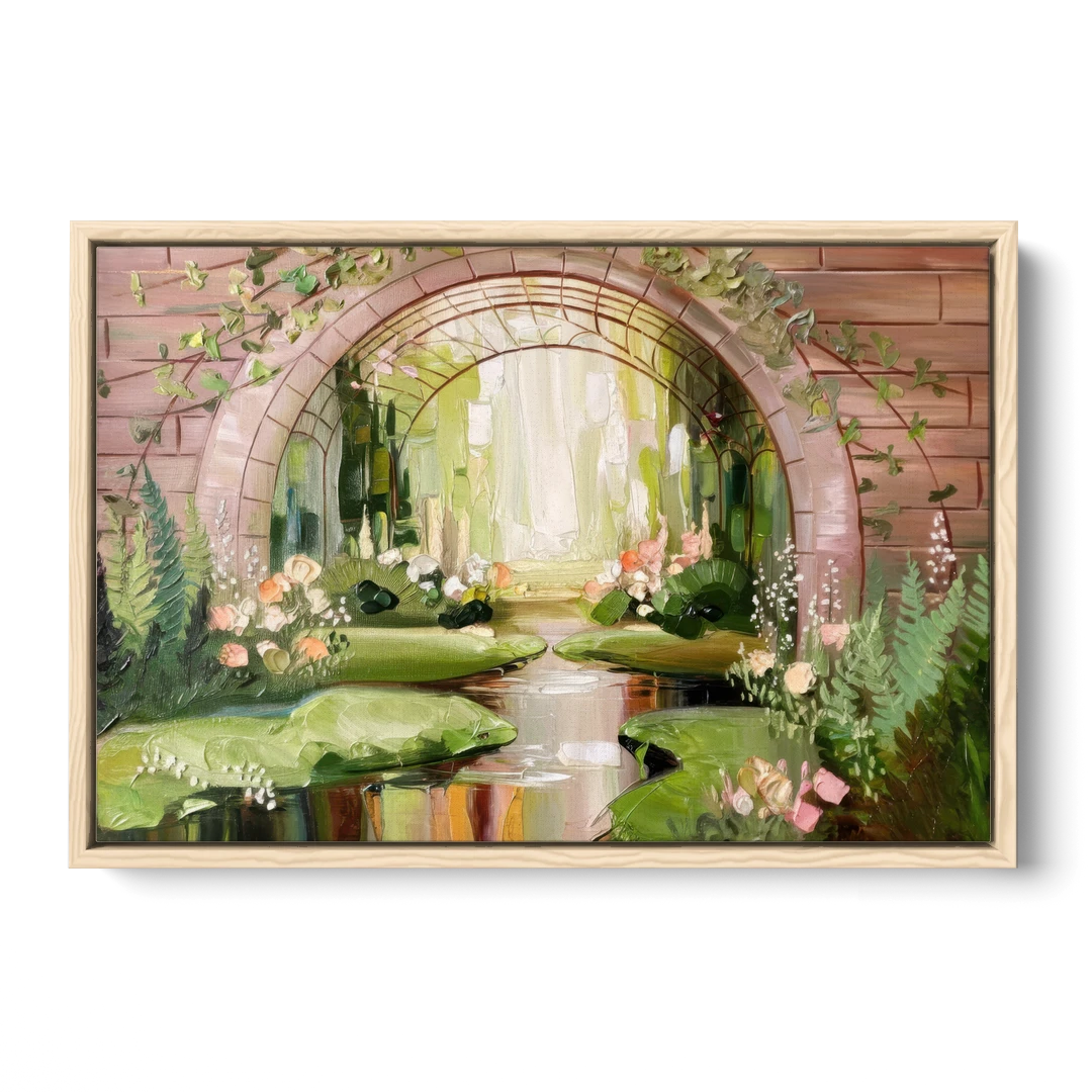 Fort Worth Botanical Gardens View - Oak Framed Canvas Wall Art - Front