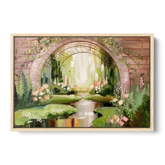 Fort Worth Botanical Gardens View - Oak Framed Canvas Wall Art - Front