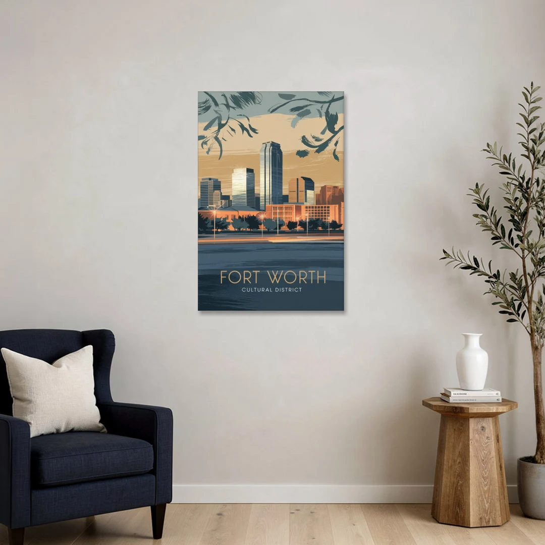 Fort Worth Cultural District Vibes - Canvas Wall Art - Sofa - 24x36