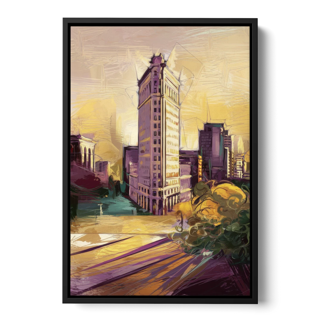 Fort Worth Historic Architecture - Black Framed Canvas Wall Art - Front