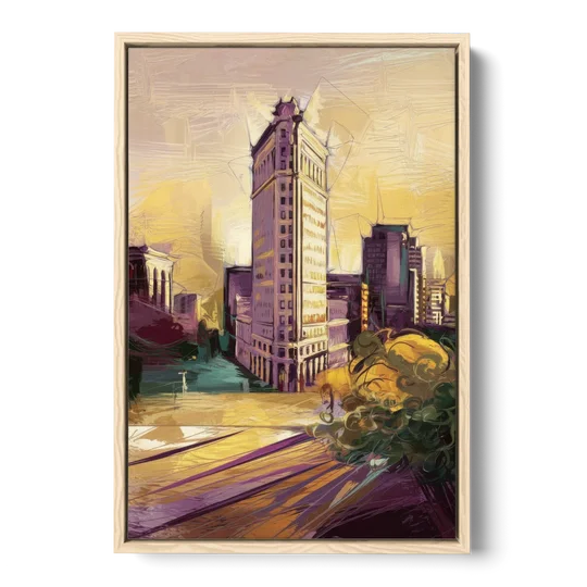 Fort Worth Historic Architecture - Oak Framed Canvas Wall Art - Front