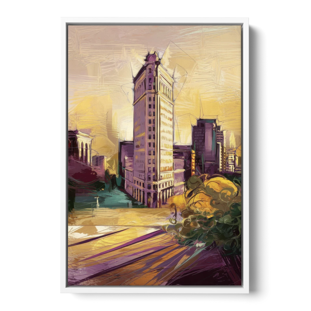 Fort Worth Historic Architecture - White Framed Canvas Wall Art - Front