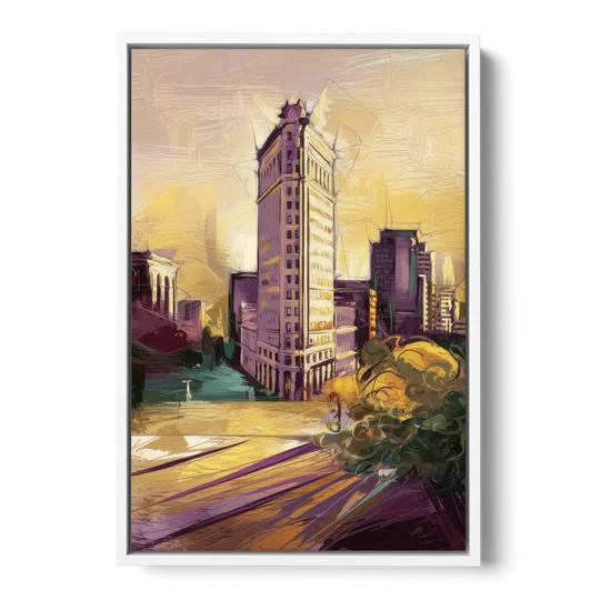 Fort Worth Historic Architecture - White Framed Canvas Wall Art - Front