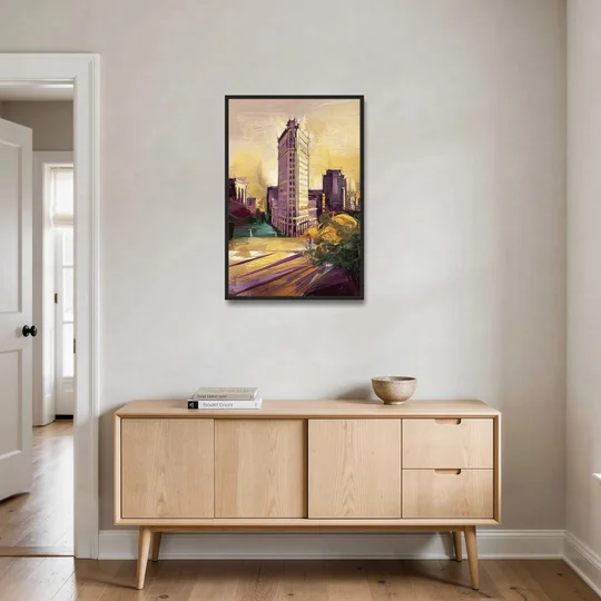 Fort Worth Historic Architecture - Black Framed Canvas Wall Art - Coffee Table - 24x36