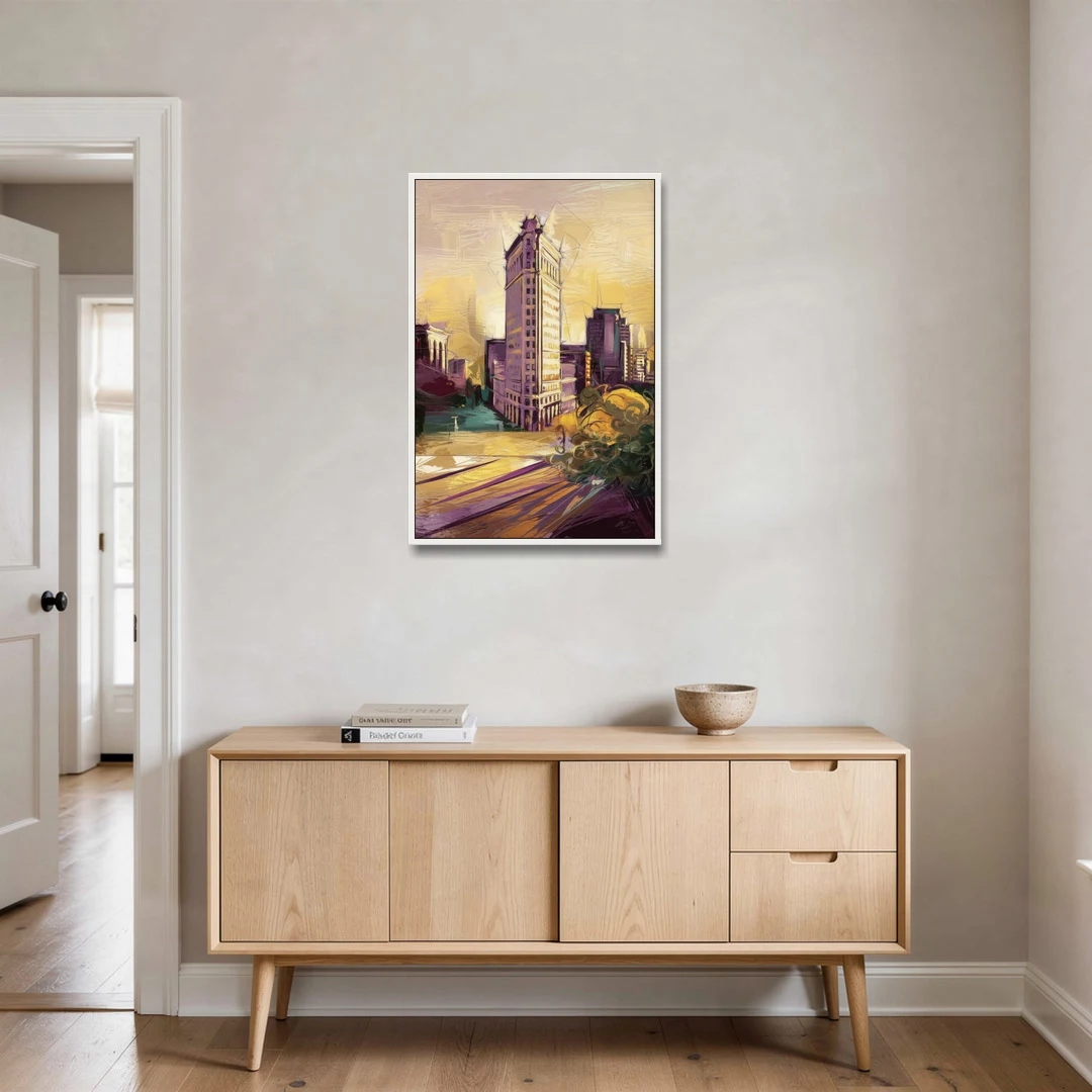 Fort Worth Historic Architecture - White Framed Canvas Wall Art - Coffee Table - 24x36