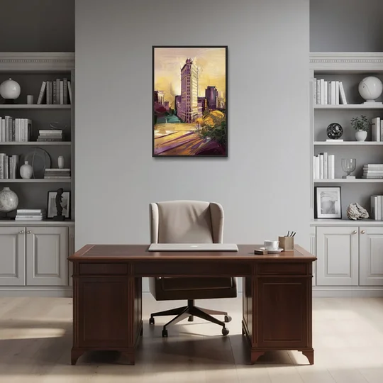 Fort Worth Historic Architecture - Black Framed Canvas Wall Art - Office - 24x36