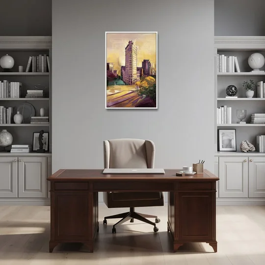 Fort Worth Historic Architecture - White Framed Canvas Wall Art - Office - 24x36