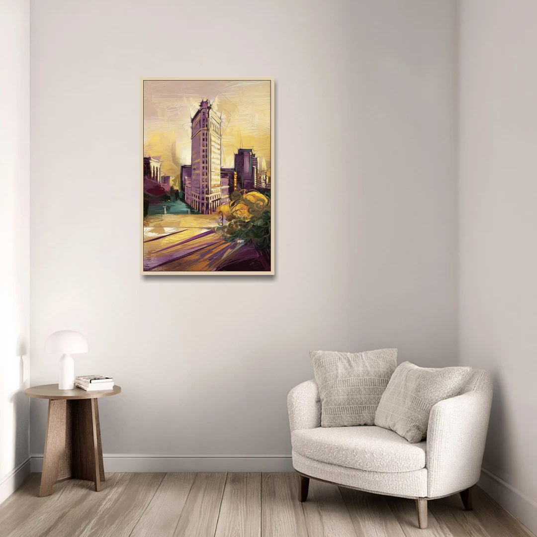 Fort Worth Historic Architecture - Oak Framed Canvas Wall Art - Sofa - 24x36