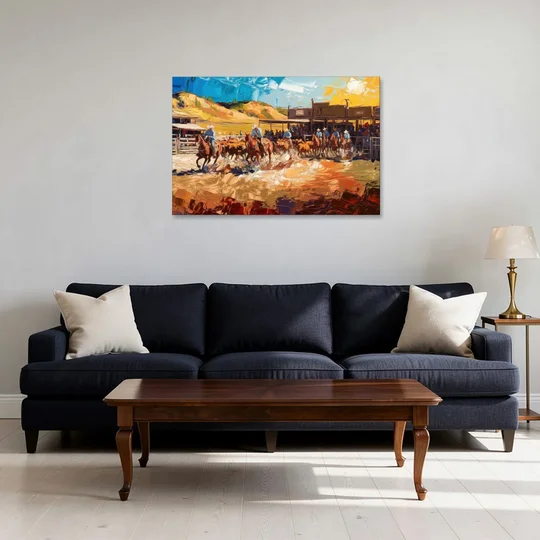 Fort Worth Rodeo And Cowboy Spirit - Canvas Wall Art - Sofa - 36x24
