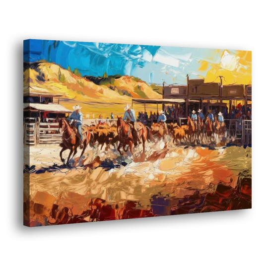 Fort Worth Rodeo And Cowboy Spirit - Canvas Wall Art - Side