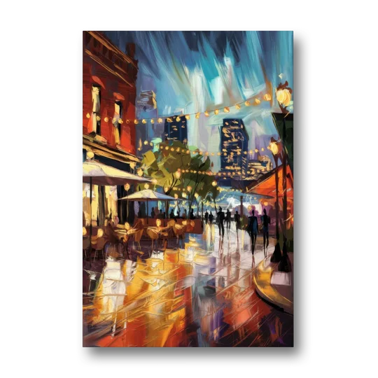 Fort Worth Sundance Square Lights - Canvas Wall Art - Front