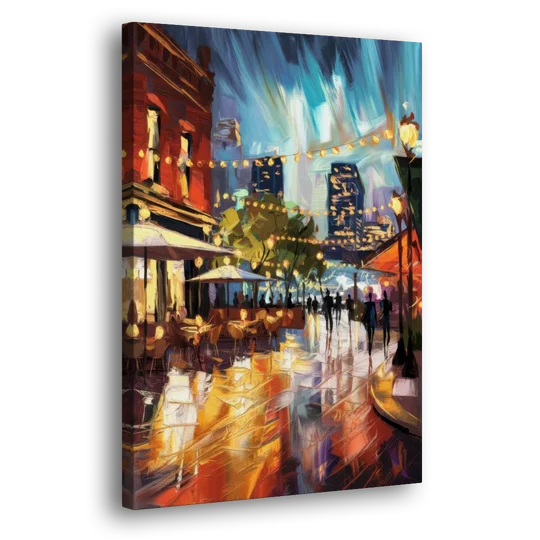 Fort Worth Sundance Square Lights - Canvas Wall Art - Side