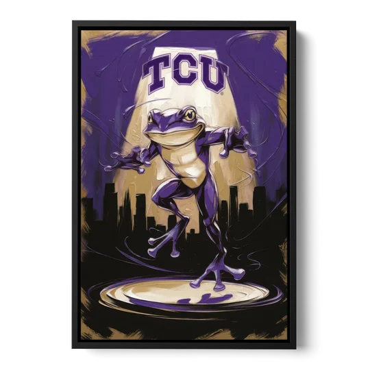 Fort Worth TCU Horned Frogs Pride - Black Framed Canvas Wall Art - Front