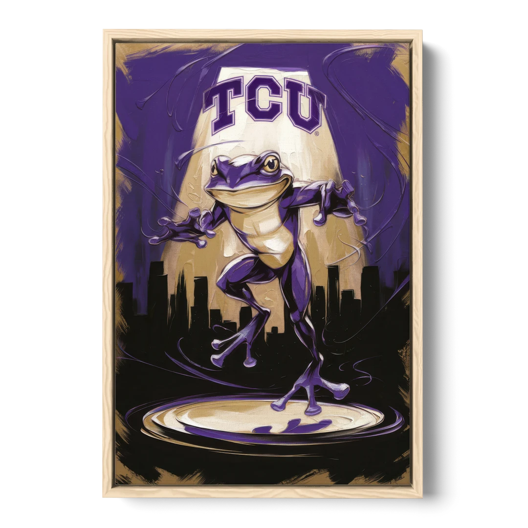 Fort Worth TCU Horned Frogs Pride - Oak Framed Canvas Wall Art - Front