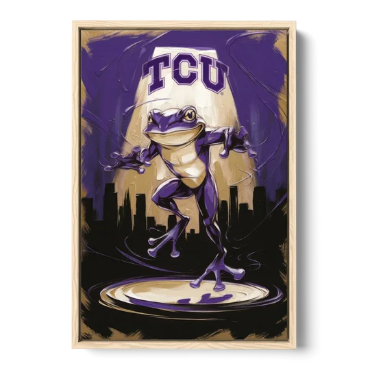 Fort Worth TCU Horned Frogs Pride - Oak Framed Canvas Wall Art - Front