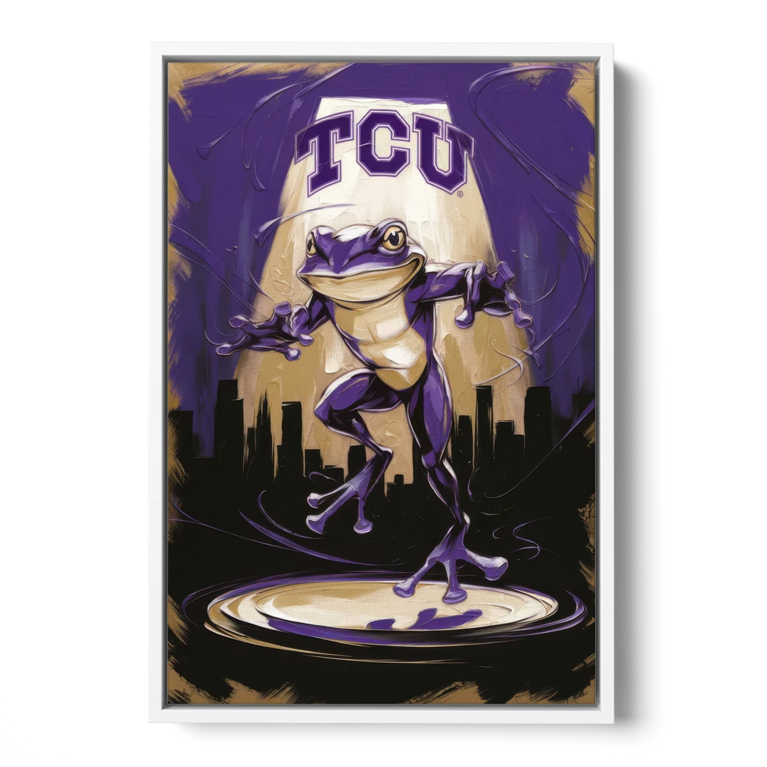 Fort Worth TCU Horned Frogs Pride - White Framed Canvas Wall Art - Front
