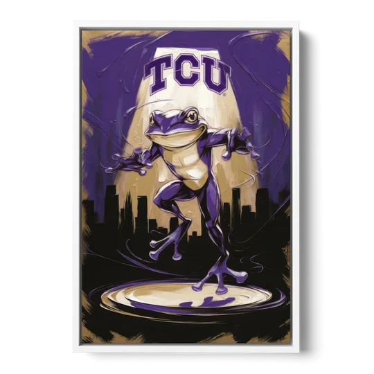 Fort Worth TCU Horned Frogs Pride - White Framed Canvas Wall Art - Front