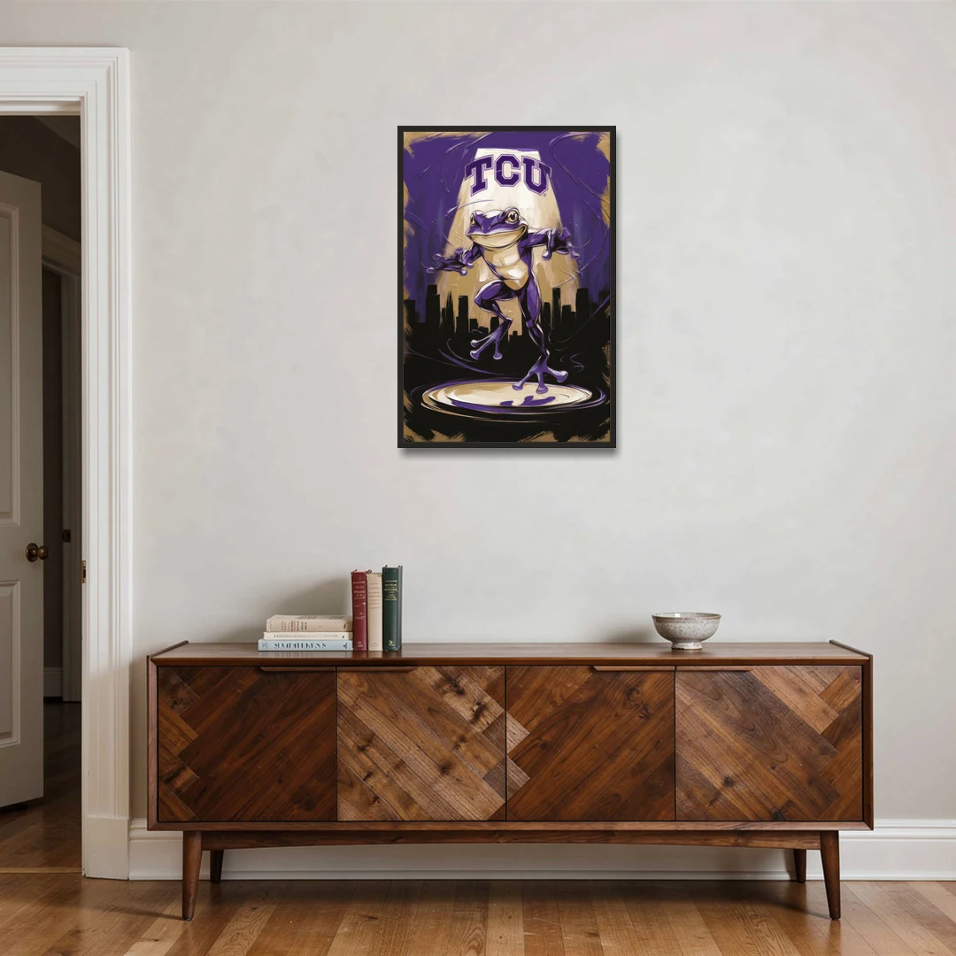 Fort Worth TCU Horned Frogs Pride - Black Framed Canvas Wall Art - Coffee Table - 24x36