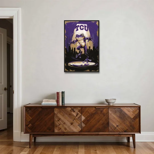 Fort Worth TCU Horned Frogs Pride - Black Framed Canvas Wall Art - Coffee Table - 24x36