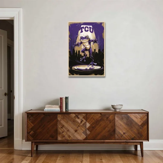 Fort Worth TCU Horned Frogs Pride - Oak Framed Canvas Wall Art - Coffee Table - 24x36