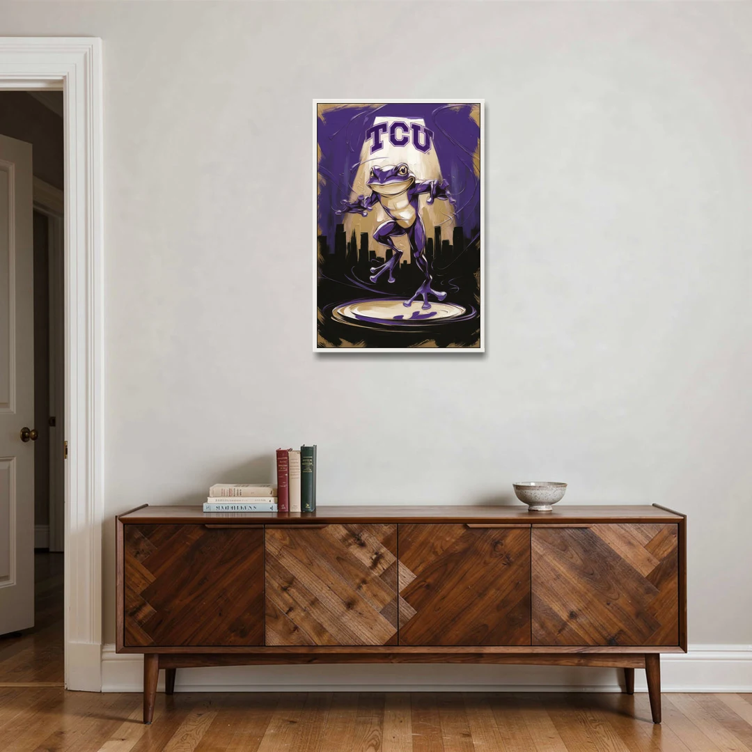 Fort Worth TCU Horned Frogs Pride - White Framed Canvas Wall Art - Coffee Table - 24x36