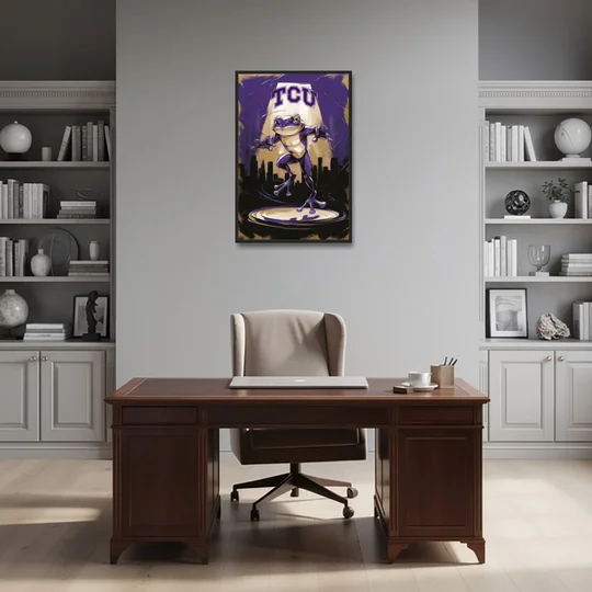 Fort Worth TCU Horned Frogs Pride - Black Framed Canvas Wall Art - Office - 24x36
