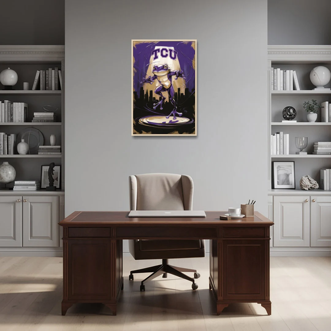 Fort Worth TCU Horned Frogs Pride - Oak Framed Canvas Wall Art - Office - 24x36