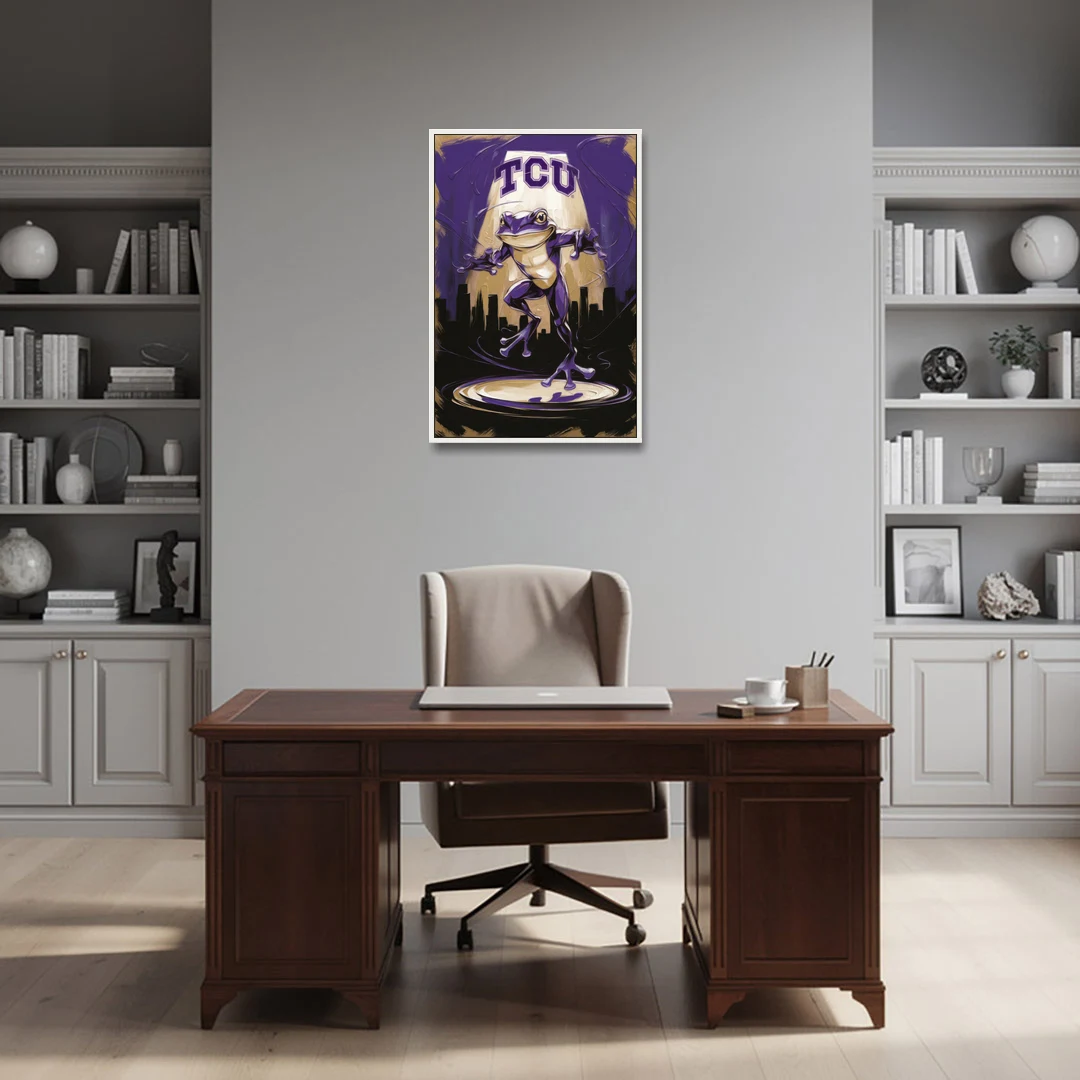 Fort Worth TCU Horned Frogs Pride - White Framed Canvas Wall Art - Office - 24x36