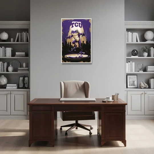Fort Worth TCU Horned Frogs Pride - White Framed Canvas Wall Art - Office - 24x36