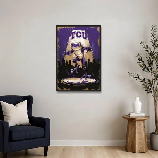 Fort Worth TCU Horned Frogs Pride - Black Framed Canvas Wall Art - Sofa - 24x36