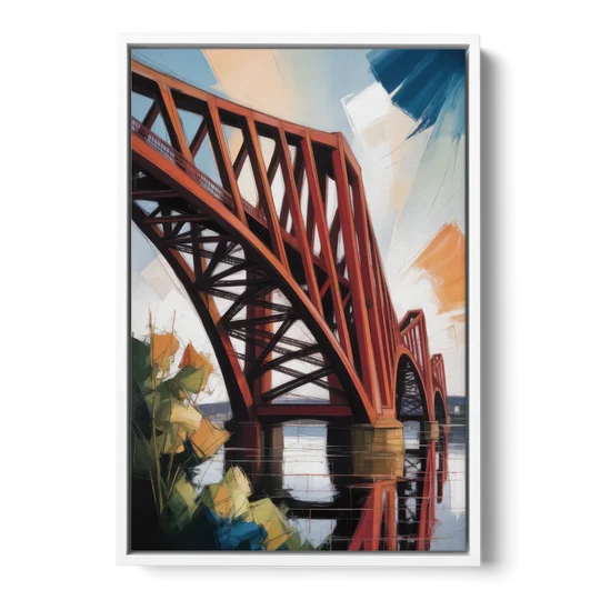 Forth Bridge Elegance - White Framed Canvas Wall Art - Front