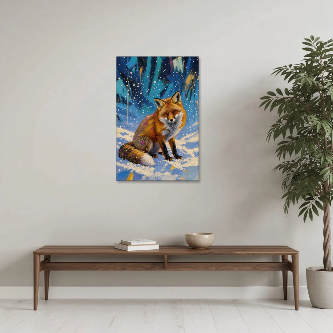 Fox in Snow Painting - Canvas Wall Art - Coffee Table - 24x36