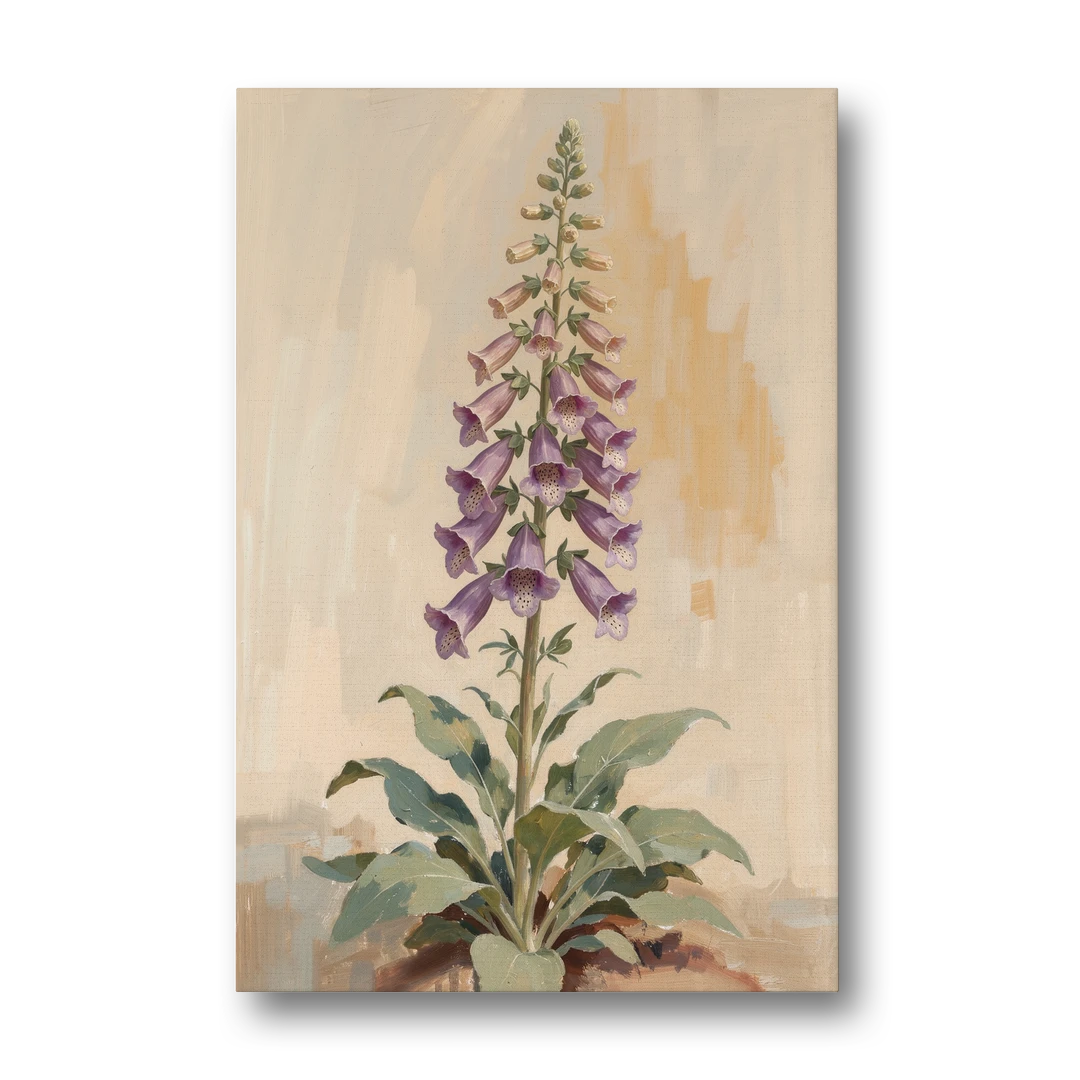 Foxglove Painting with Speckled Bell Spire - Canvas Wall Art - Front